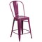Flash Furniture 40.25" Purple Contemporary Outdoor Patio Counter Height Stool with Back